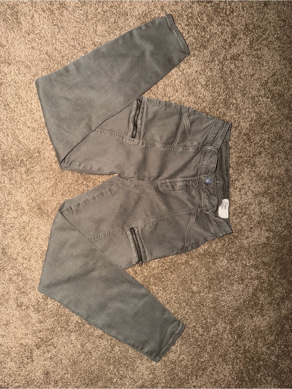 Women’s Grey Cargo Pants with Zip Pockets
